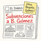 Periódico con titular «Subvenciones a B. Gómez» y nota: era otra Begoña Gómez